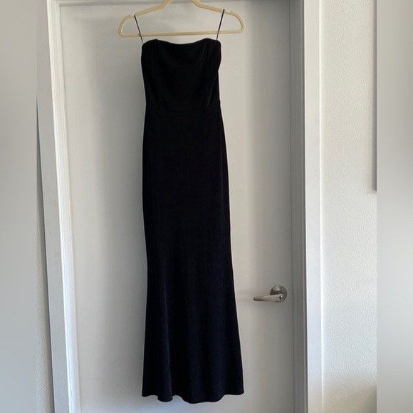 STRAPLESS TRUMPET MAXI DRESS - BLACK - S - Picture 2 of 6